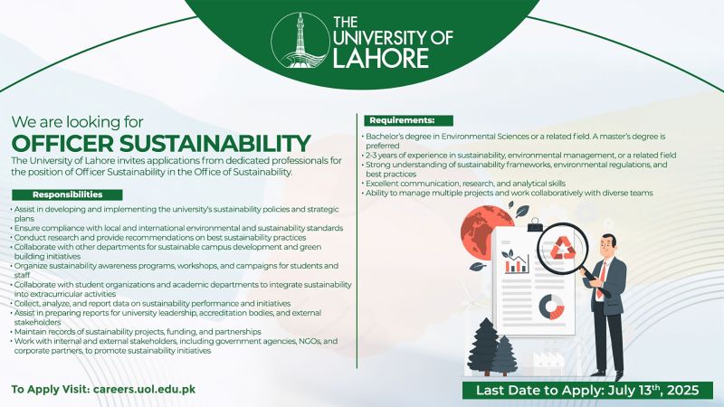The University Of Lahore Jobs Officer Sustainability 1