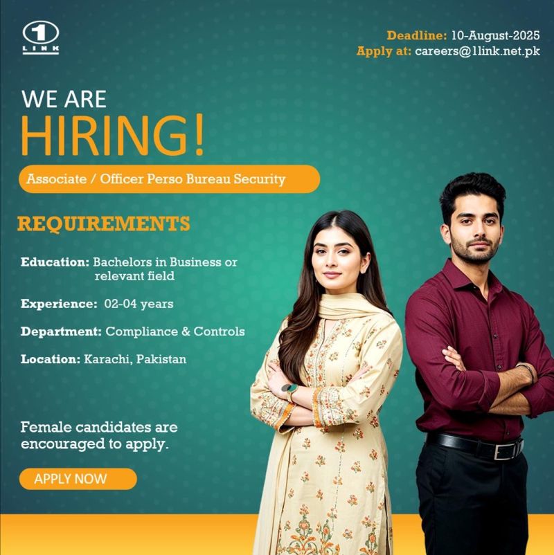 1Link Pvt Ltd Jobs Associate / Officer Perso Bureau Security 1