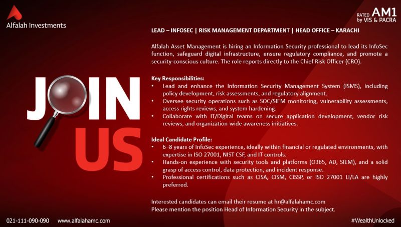 Alfalah Investments Jobs Information Security Professional 1