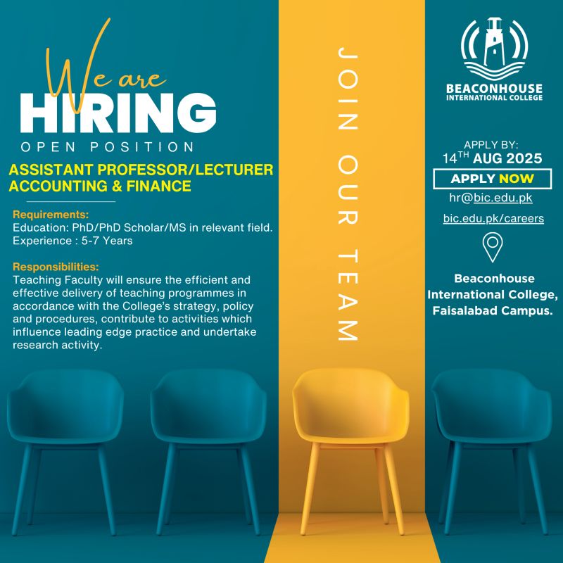 Beaconhouse International College BIC Jobs Assistant Professor / Lecturer Accounting & Finance 1