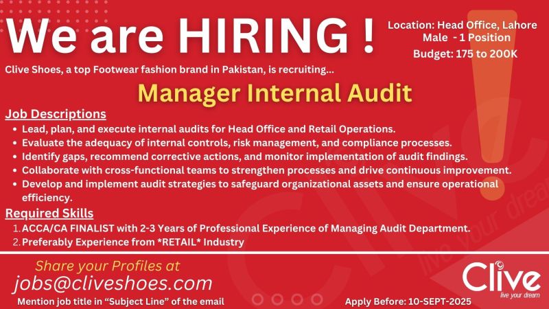 Clive Shoes Jobs Manager Internal Audit 1