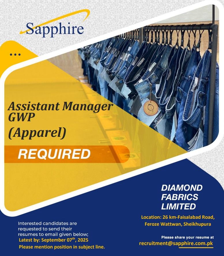 Diamond Fabrics Limited Sapphire Jobs Assistant Manager GWP 1