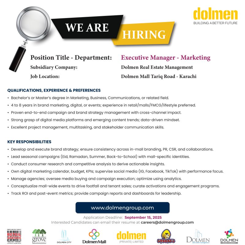 Dolmen Group Jobs Executive Manager Marketing 1