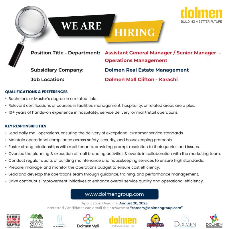 Dolmen Group Jobs Assistant General Manager / Senior Manager 1