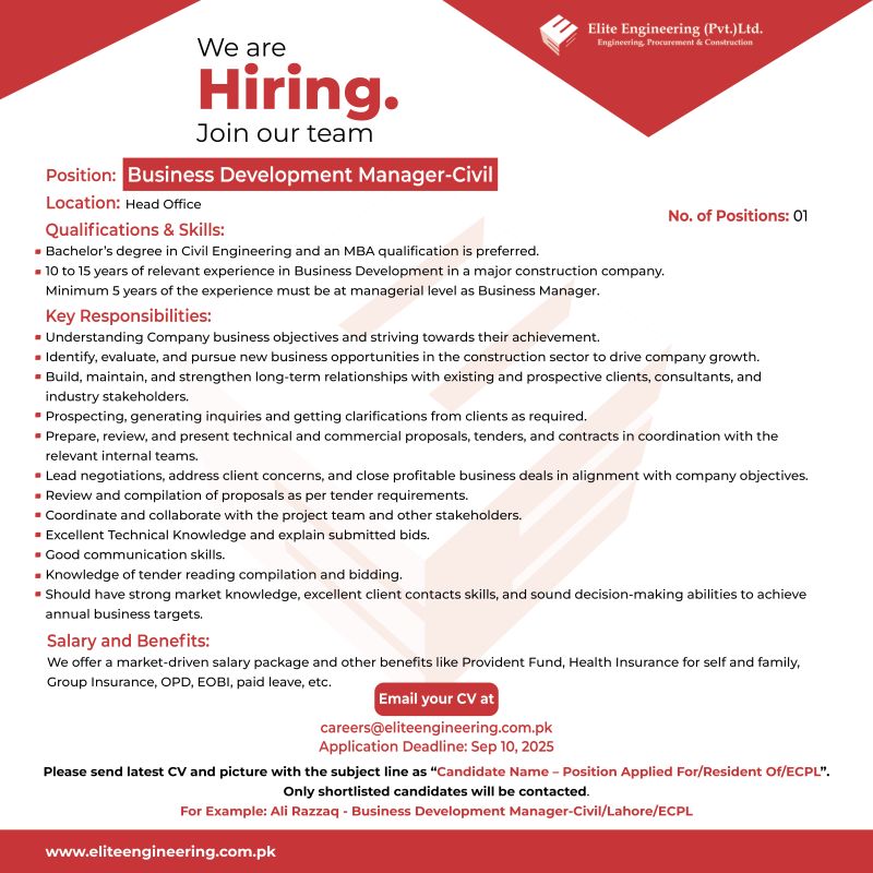 Elite Engineering Pvt Ltd Jobs Business Development Civil 1
