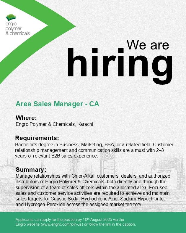 Engro Polymer & Chemicals Jobs Area Sales Manager 1