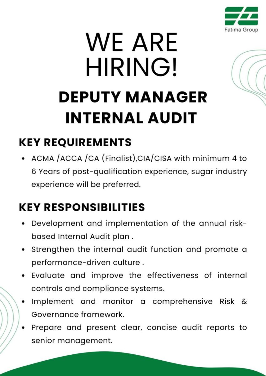Fatima Group Jobs Deputy Manager Internal Audit 1