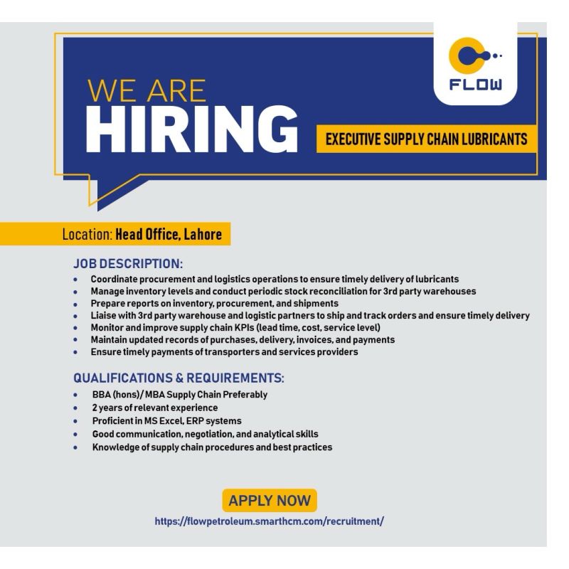 Flow Petroleum Pvt Ltd Jobs Executive Supply Chain Lubricants 1
