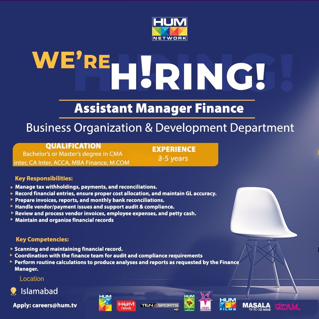 HUM Network Ltd Jobs Assistant Manager Finance 1