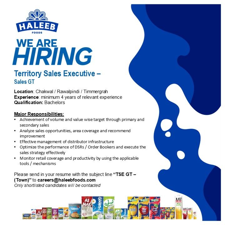 Haleeb Foods Pvt Ltd Jobs Territory Sales Executive 1