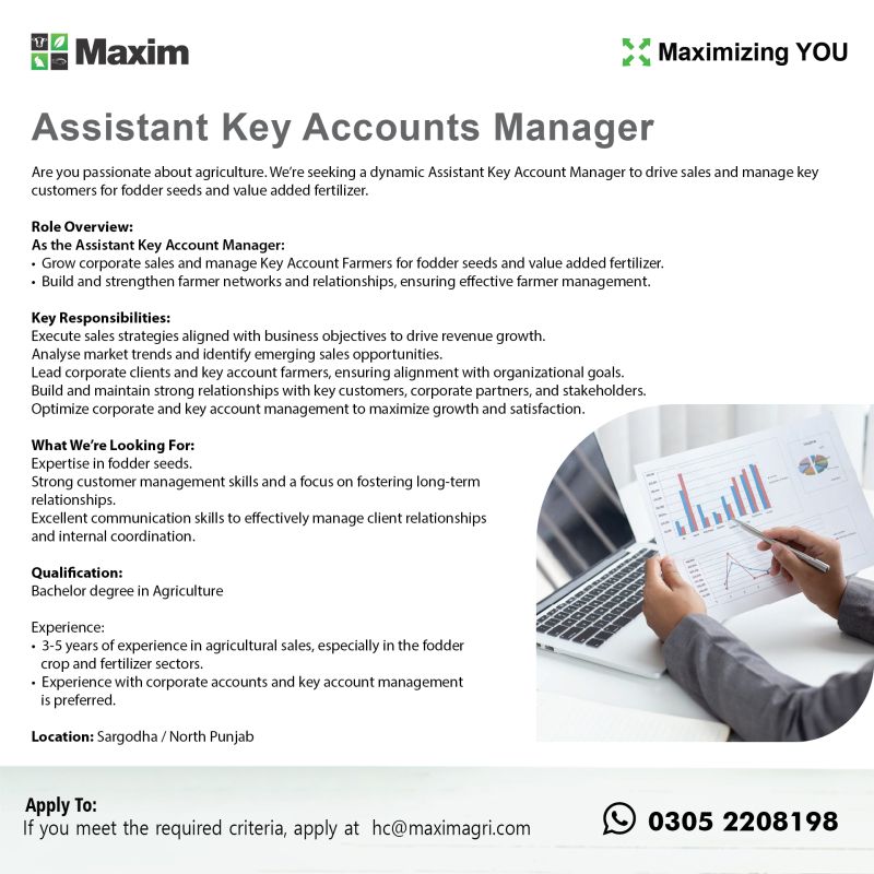 Maxim Agri Pvt Ltd Jobs Assistant Key Accounts Manager AGRI 1