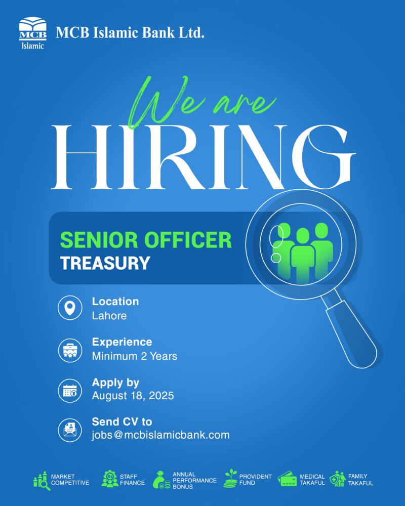 MCB Islamic Bank Jobs Senior Officer Treasury 1