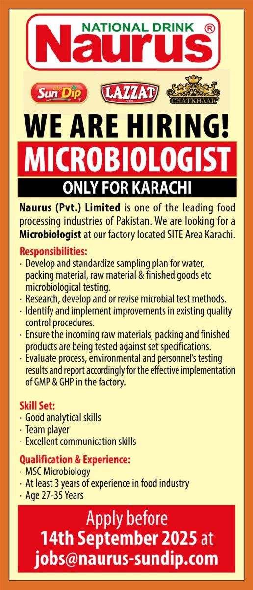 Naurus Pvt Ltd Jobs Microbiologist 1