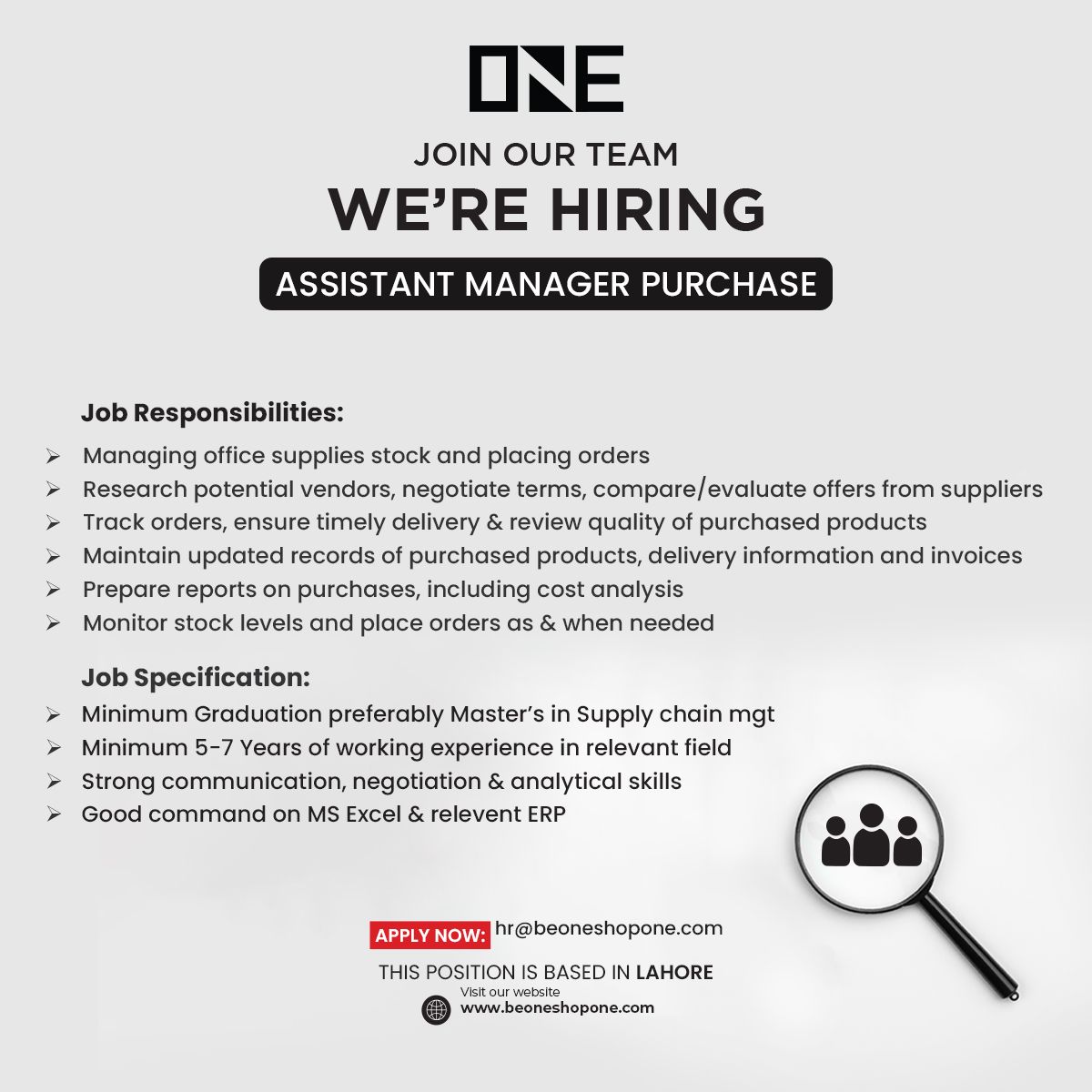 One Life Apparel Pvt Ltd Jobs Assistant Manager Purchase 1