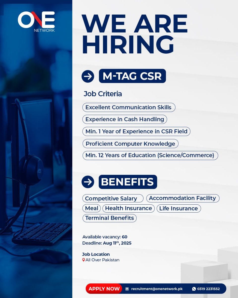 One Network Pvt Ltd Jobs M-tag Customer Service Representative 1