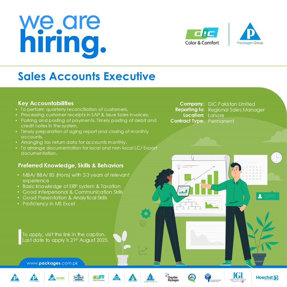 DIC Pakistan Limited Jobs Sales Accounts Executive 1