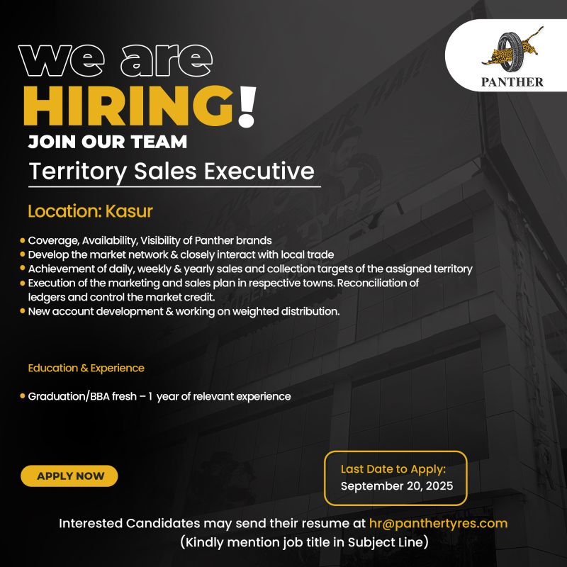 Panther Tyres Limited Jobs Territory Sales Executive 1