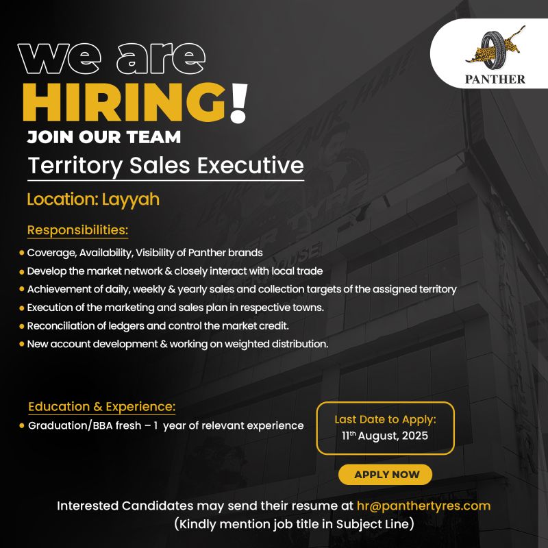 Panther Tyres Limited Jobs Territory Sales Executive 1