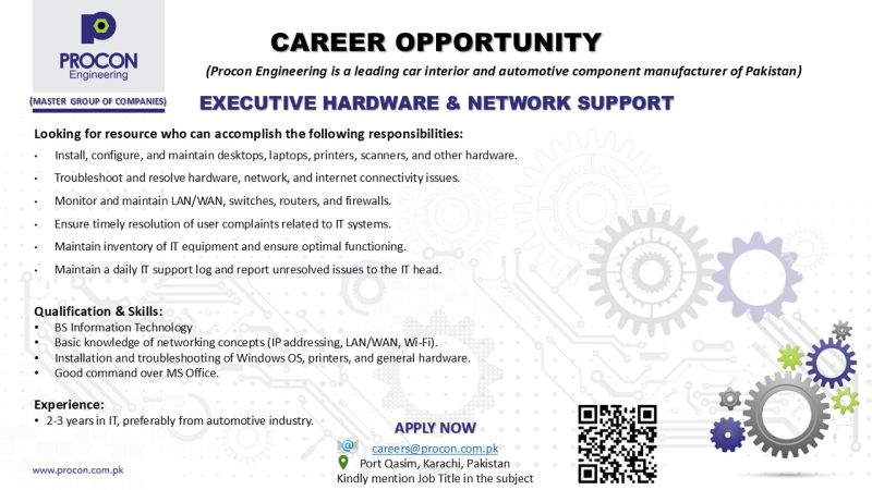 Procon Engineering Jobs Executive Hardware & Network Support 1