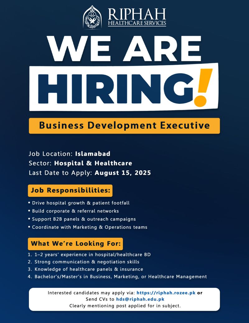Riphah International University Jobs Business Development Executive 1