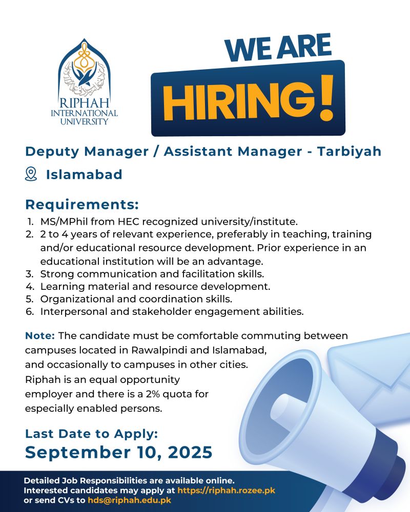 Riphah International University Jobs September 2025 1