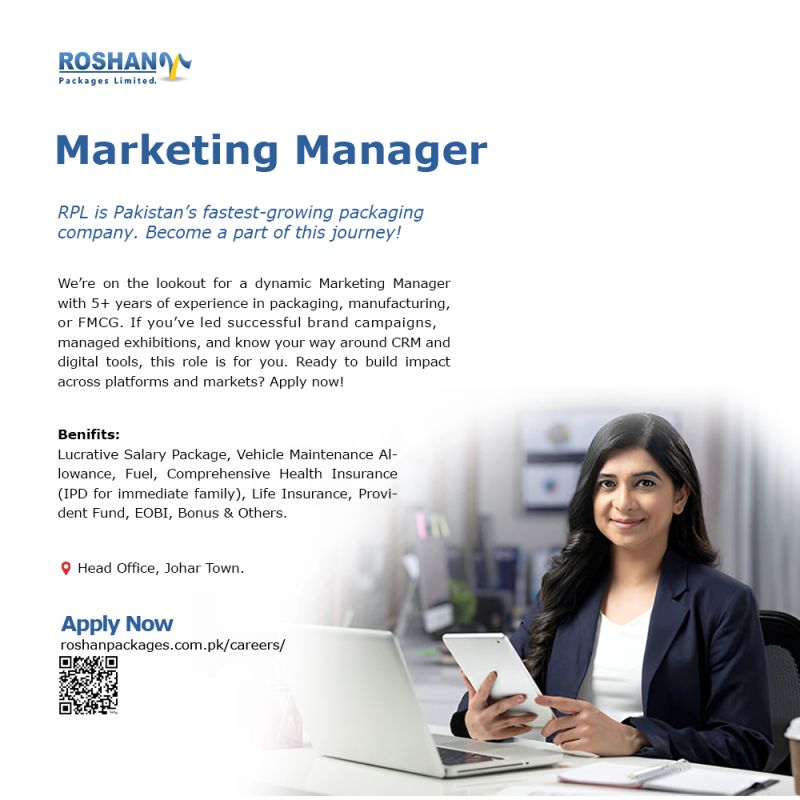 Roshan Packages Limited Jobs Marketing Manager 1