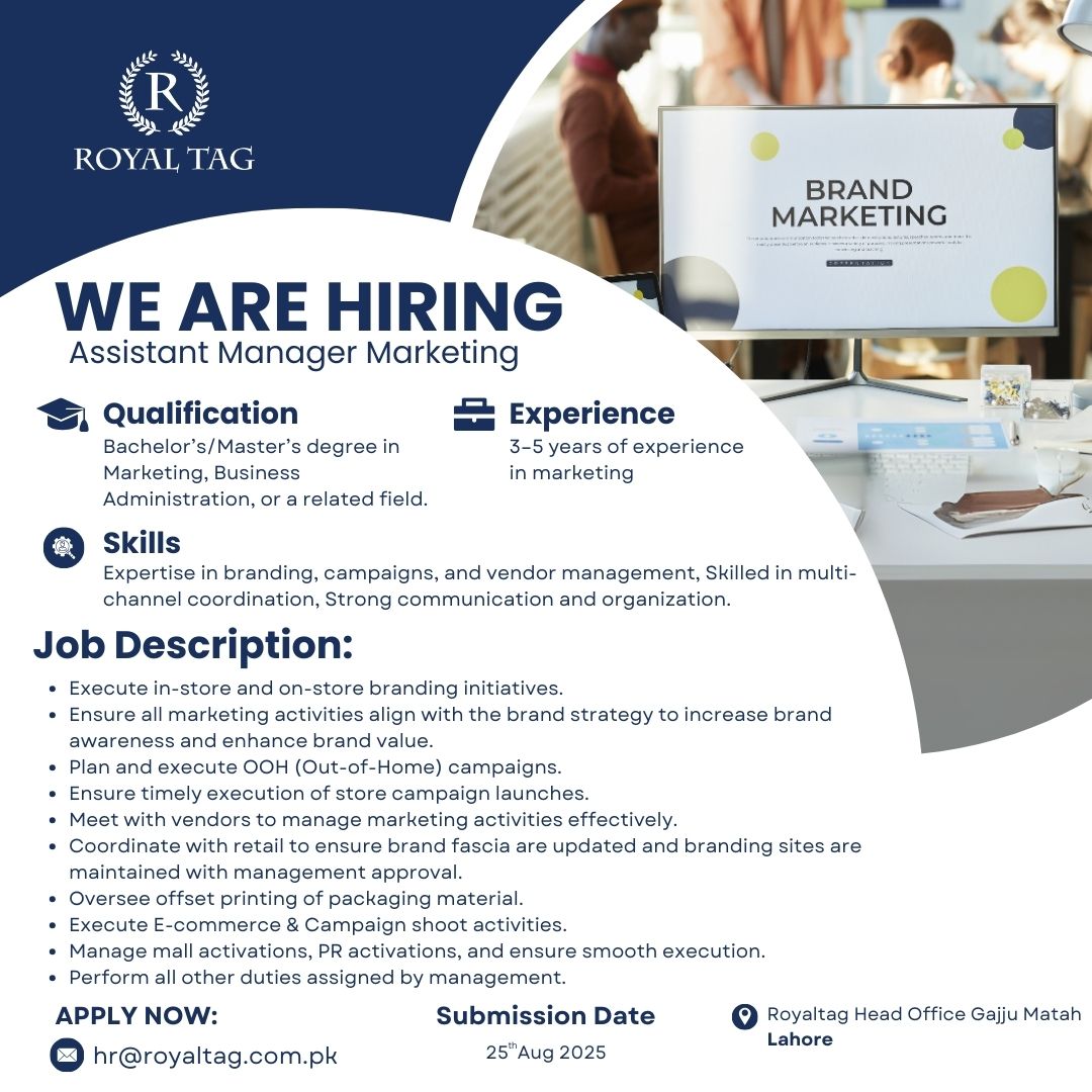 Royal Tag Jobs Assistant Manager Marketing 1