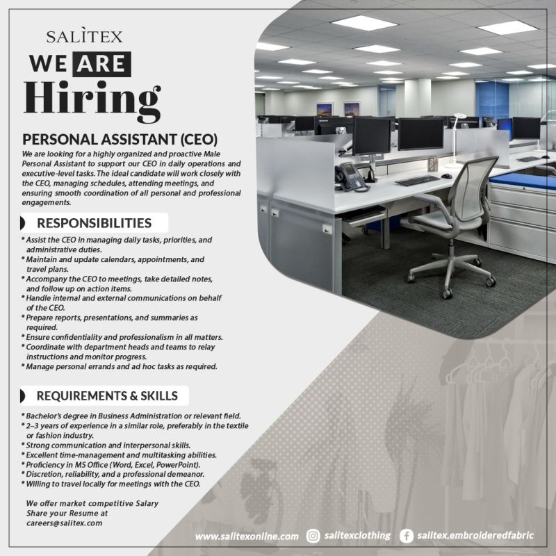 Salitex Pakistan Jobs Personal Assistant CEO 1