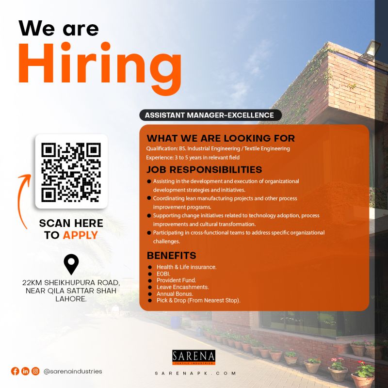 Sarena Textile Industries Jobs Assistant Manager Excellence 1