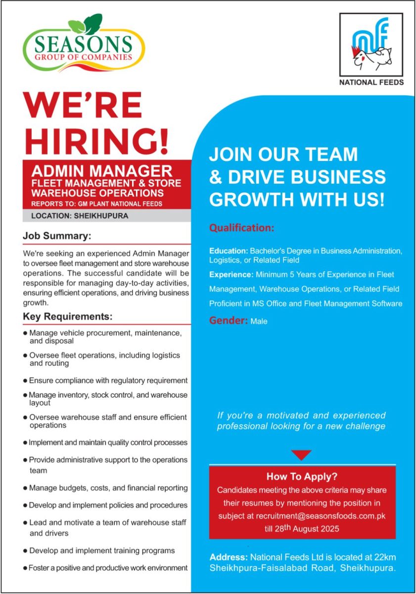 Seasons Group Of Companies Jobs Admin Manager 1