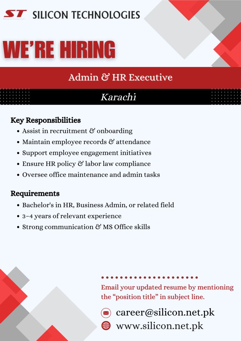Silicon Technologies ST Jobs Admin & HR Executive 1