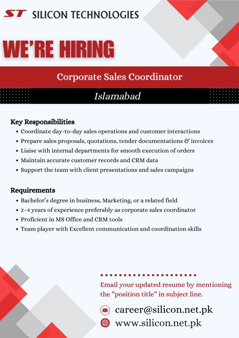 ST Silicon Technologies Jobs Corporate Sales Coordinator 1
