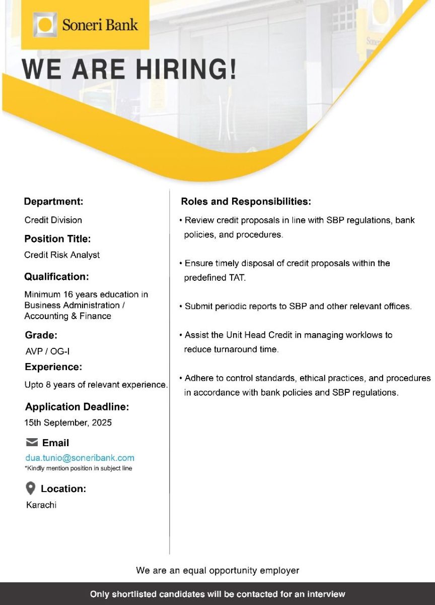 Soneri Bank Jobs Credit Risk Analyst 1
