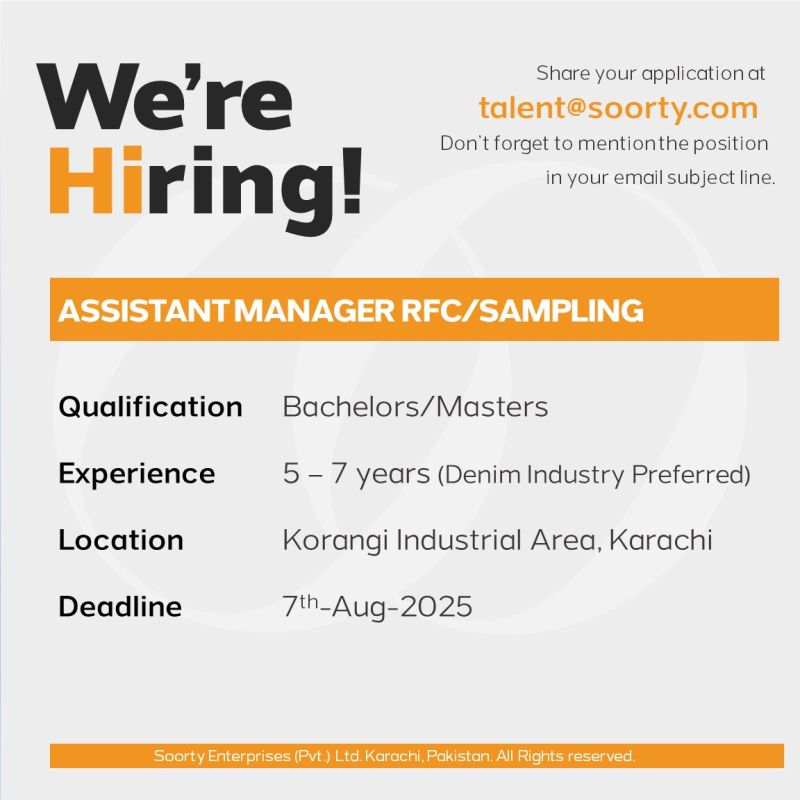 Soorty Enterprises Jobs Assistant Manager RFC / Sampling 1