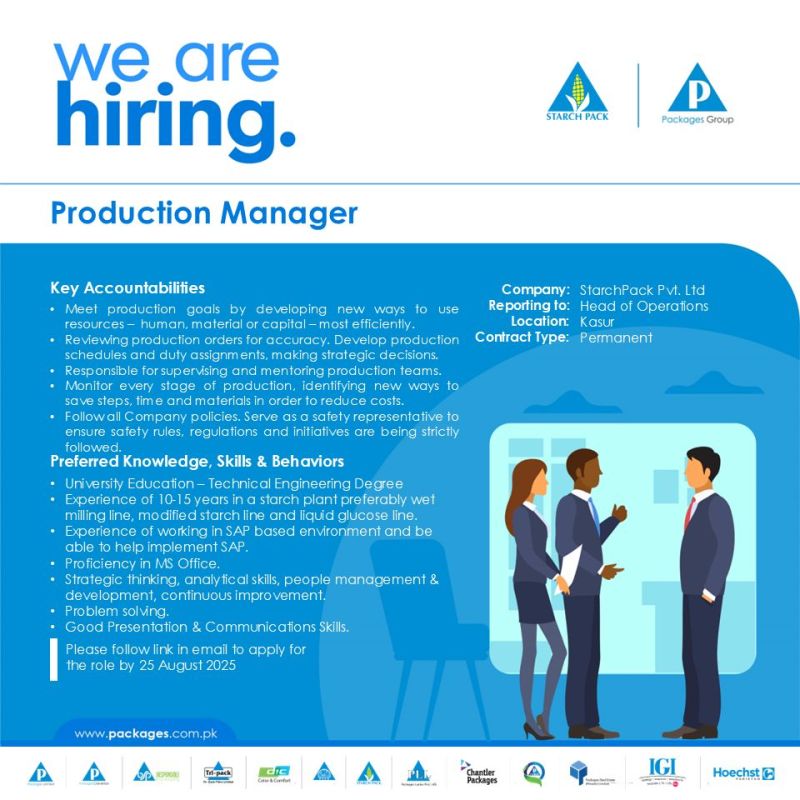 Starch Pack Pvt Ltd Jobs Production Manager 1