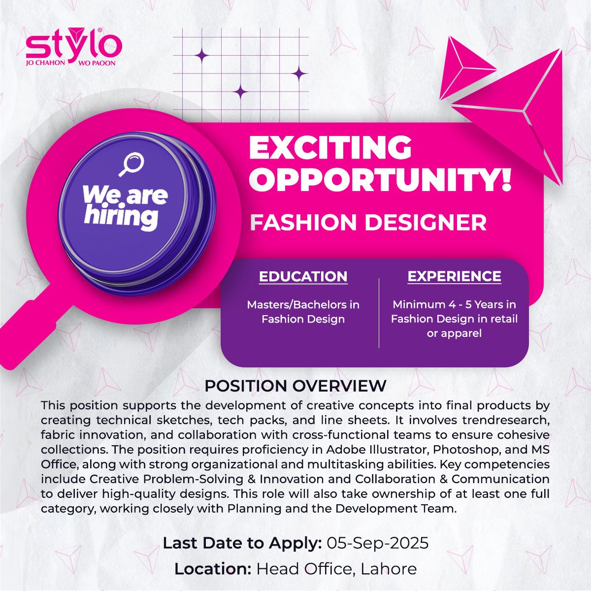 Stylo Pvt Ltd Jobs Fashion Designer 1