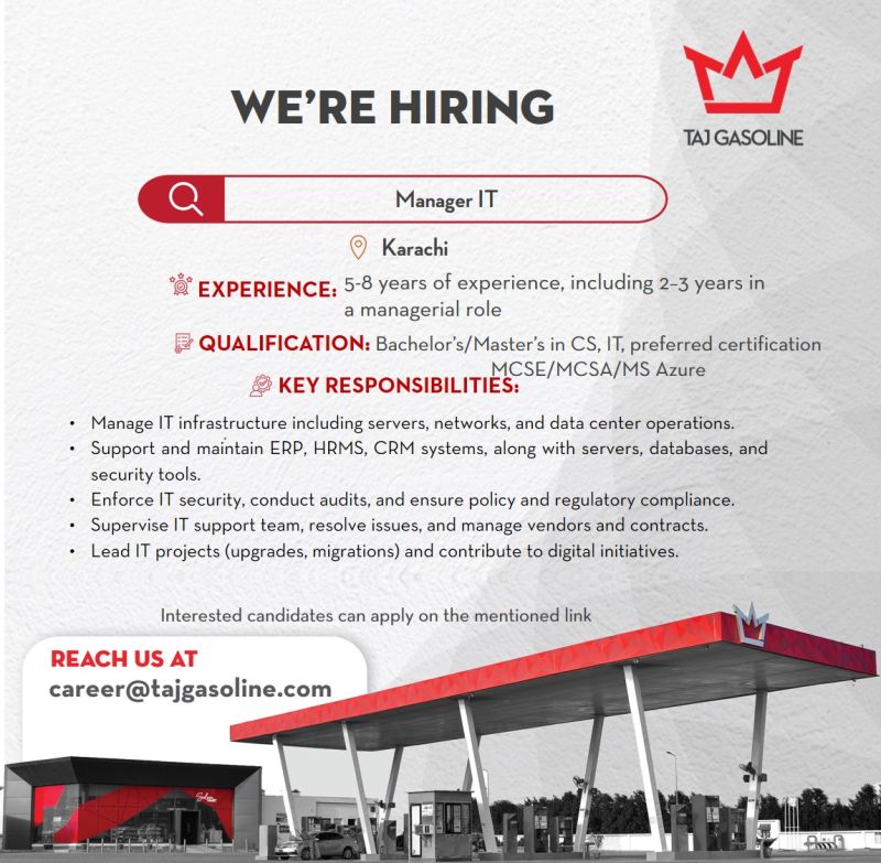 Taj Gasoline Jobs Manager IT 1