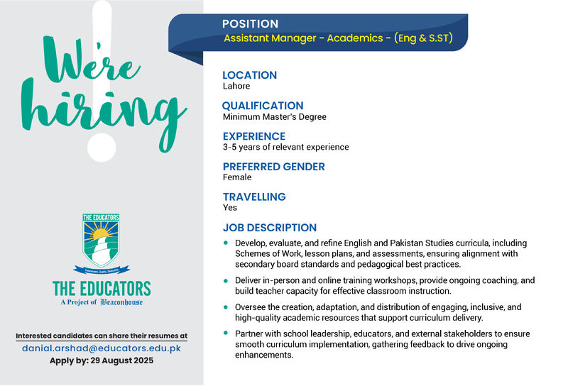 The Educators Jobs Assistant Manager Academics 1