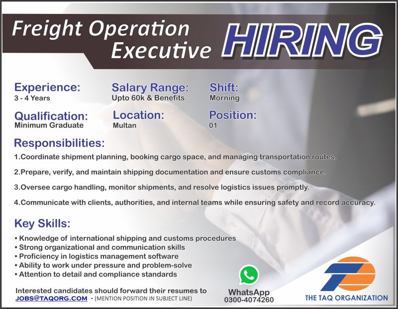 The TAQ Organization Jobs Freight Operation Executive 1