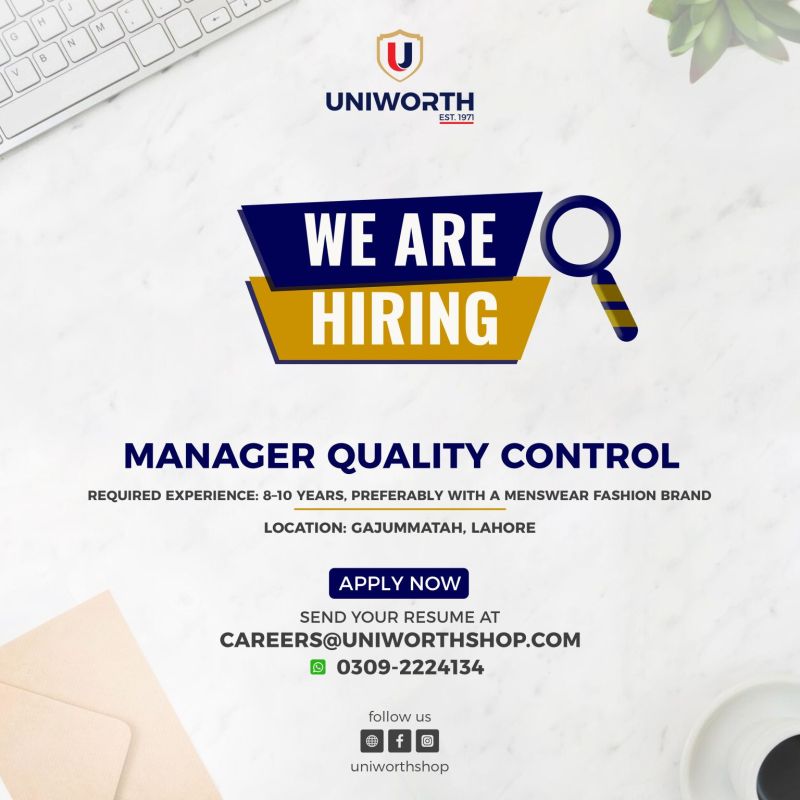 Uniworth Jobs Manager Quality Control 1