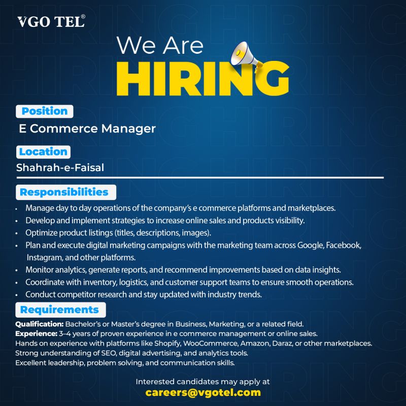 VGO TEL Jobs E Commerce Manager 1