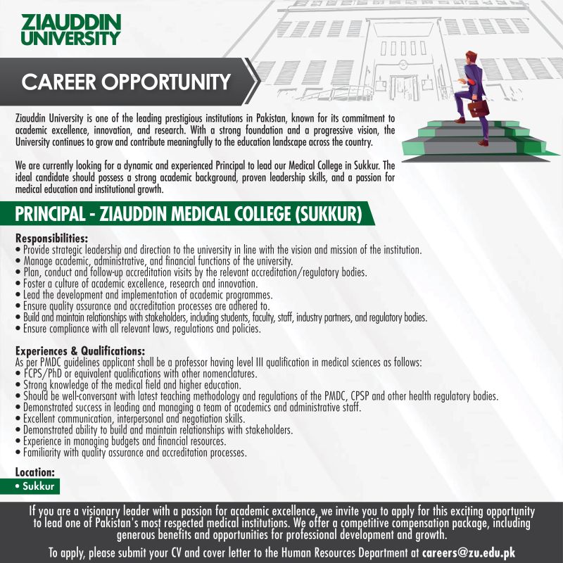 Ziauddin University Jobs Principal 1