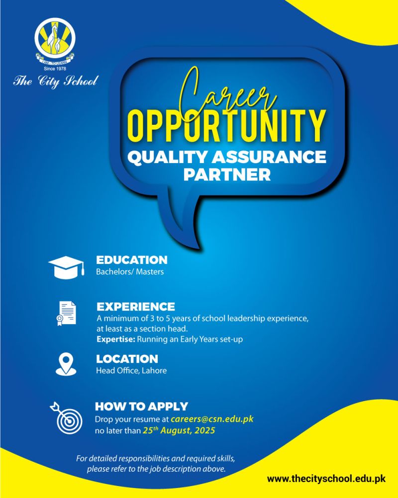 The City School Jobs Quality Assurance Partner 1