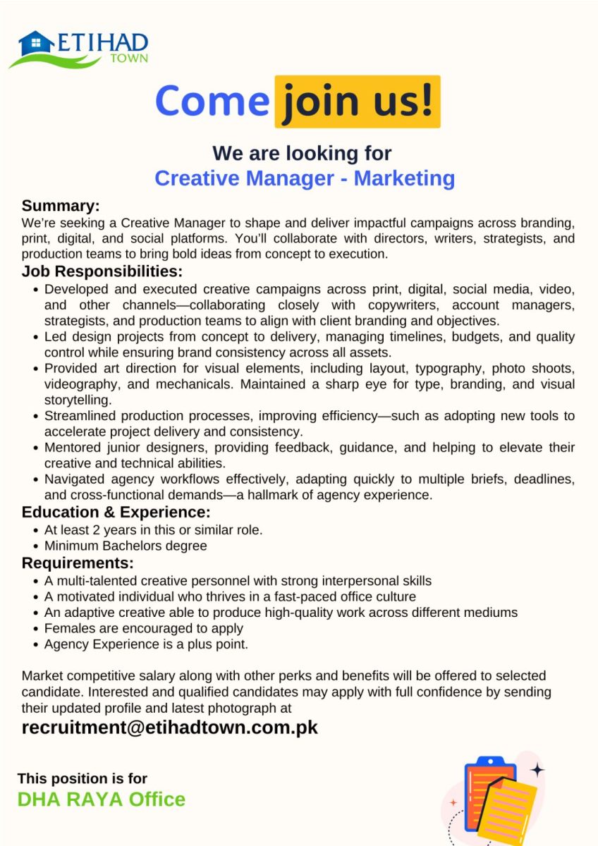 Etihad Town Jobs Creative Manager Marketing 1