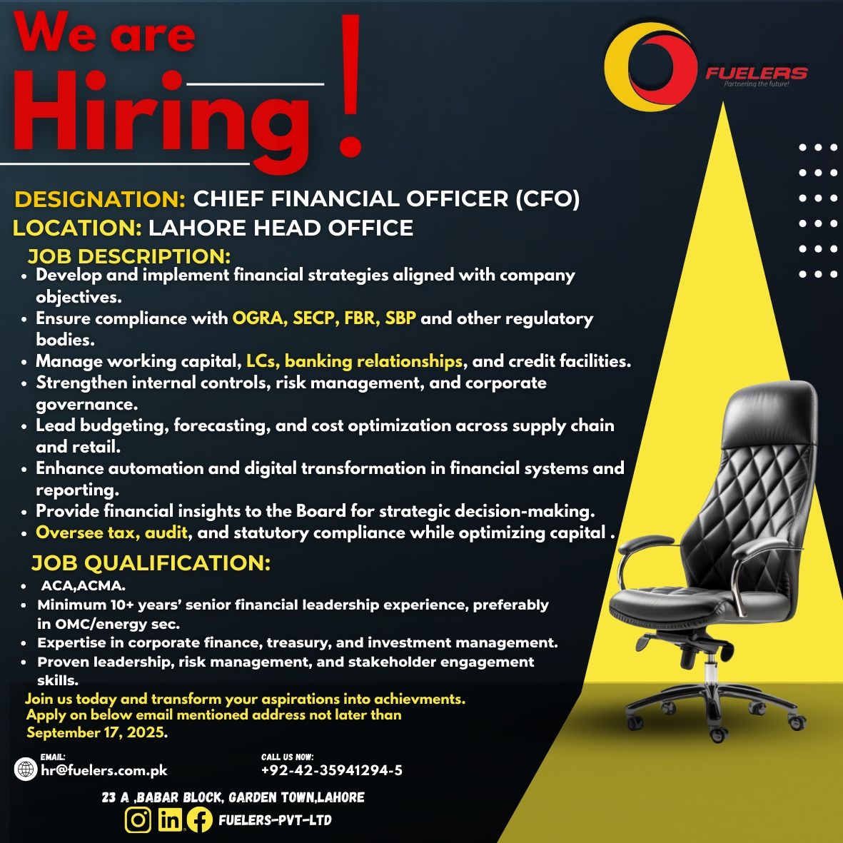 The Fuelers Pvt Ltd Jobs Chief Financial Officer (CFO) 1