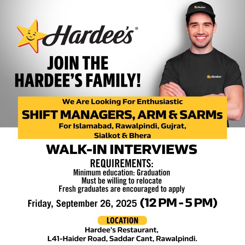 Hardees Pakistan Jobs September 2025 1