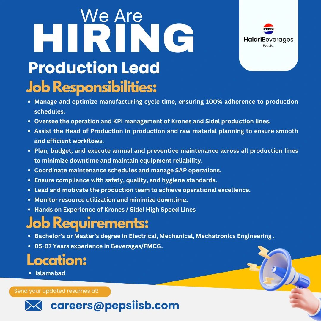 PEPSI Haidri Beverages Pvt Ltd Jobs September 2025 1