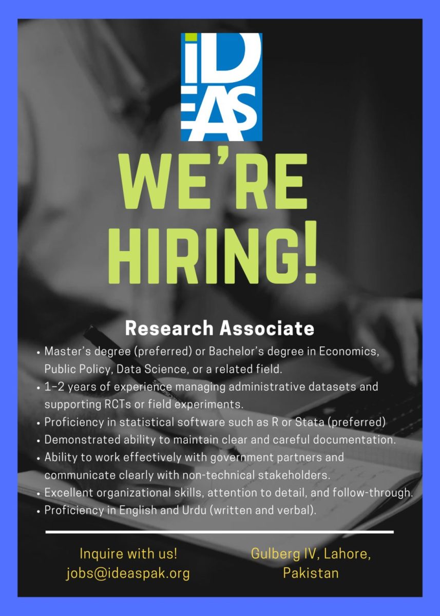 Institute of Development and Economic Alternatives (IDEAS) Jobs Research Associate 1