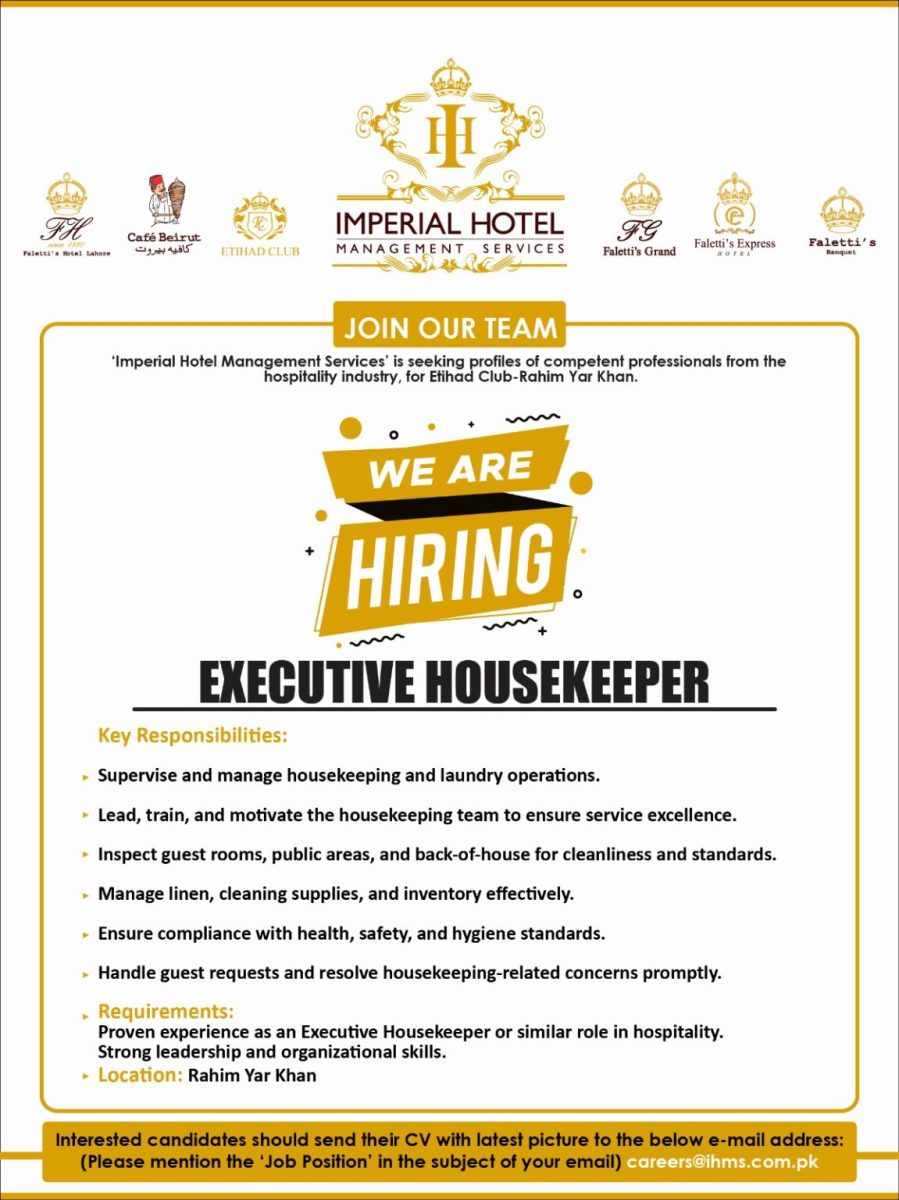 Imperial Hotel Management Services Jobs Executive Housekeeping 1