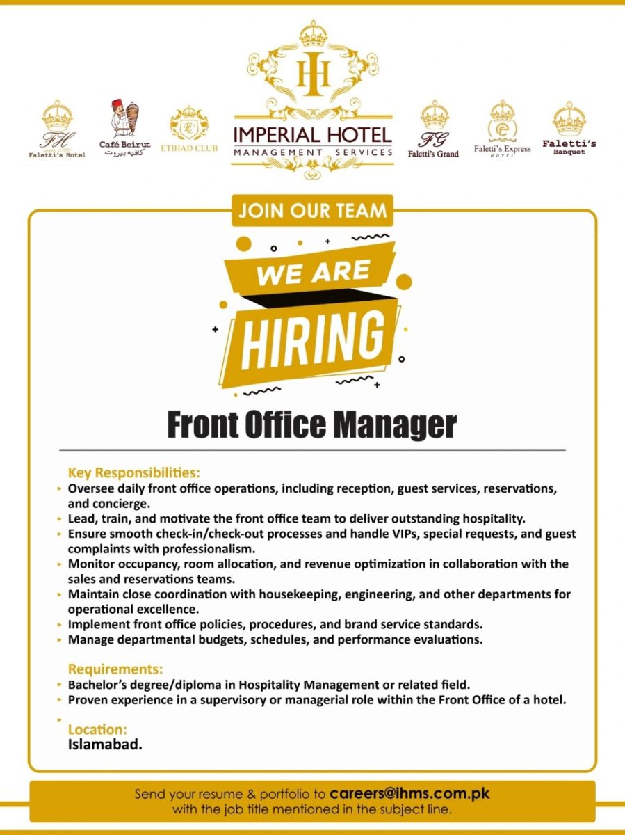 Imperial Hotel Management Services Jobs September 2025 3